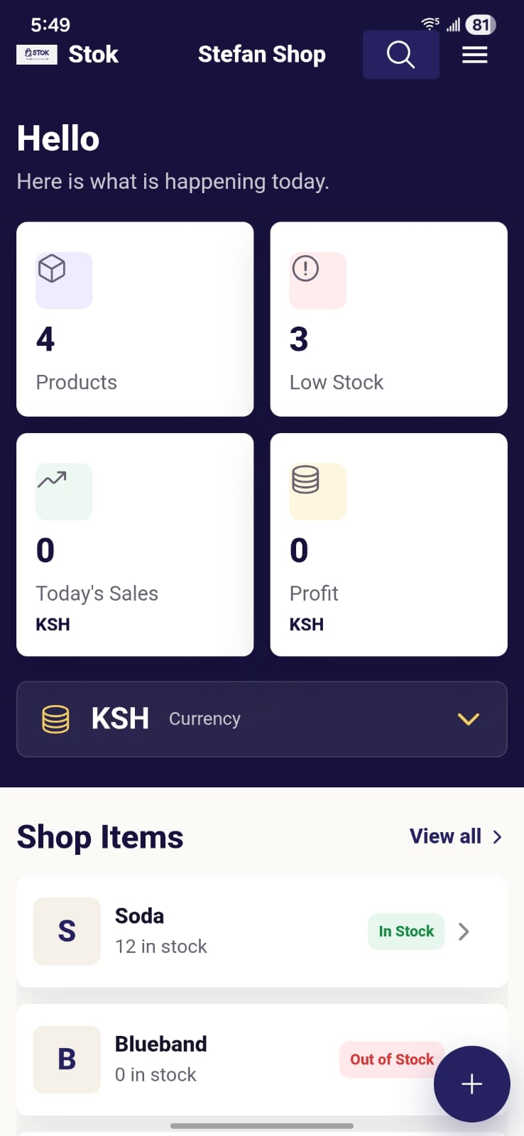 Stok inventory dashboard